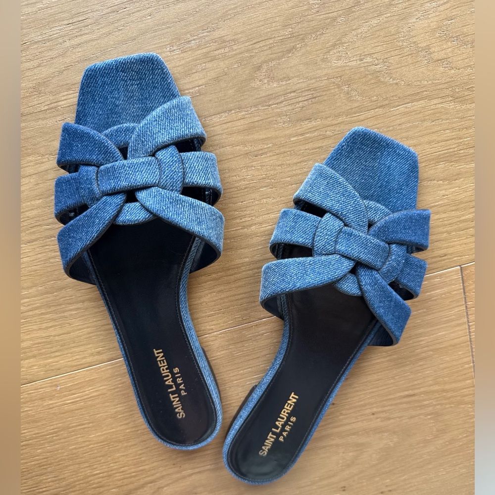 Saint Laurent Denim Tribute Sandals